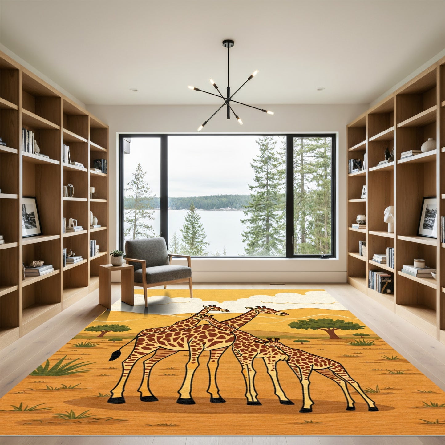 Savanna Family Giraffe Herd Rug
