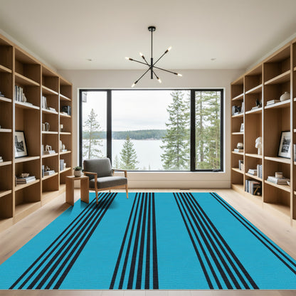 Turquoise Black Stripe Classic Rug