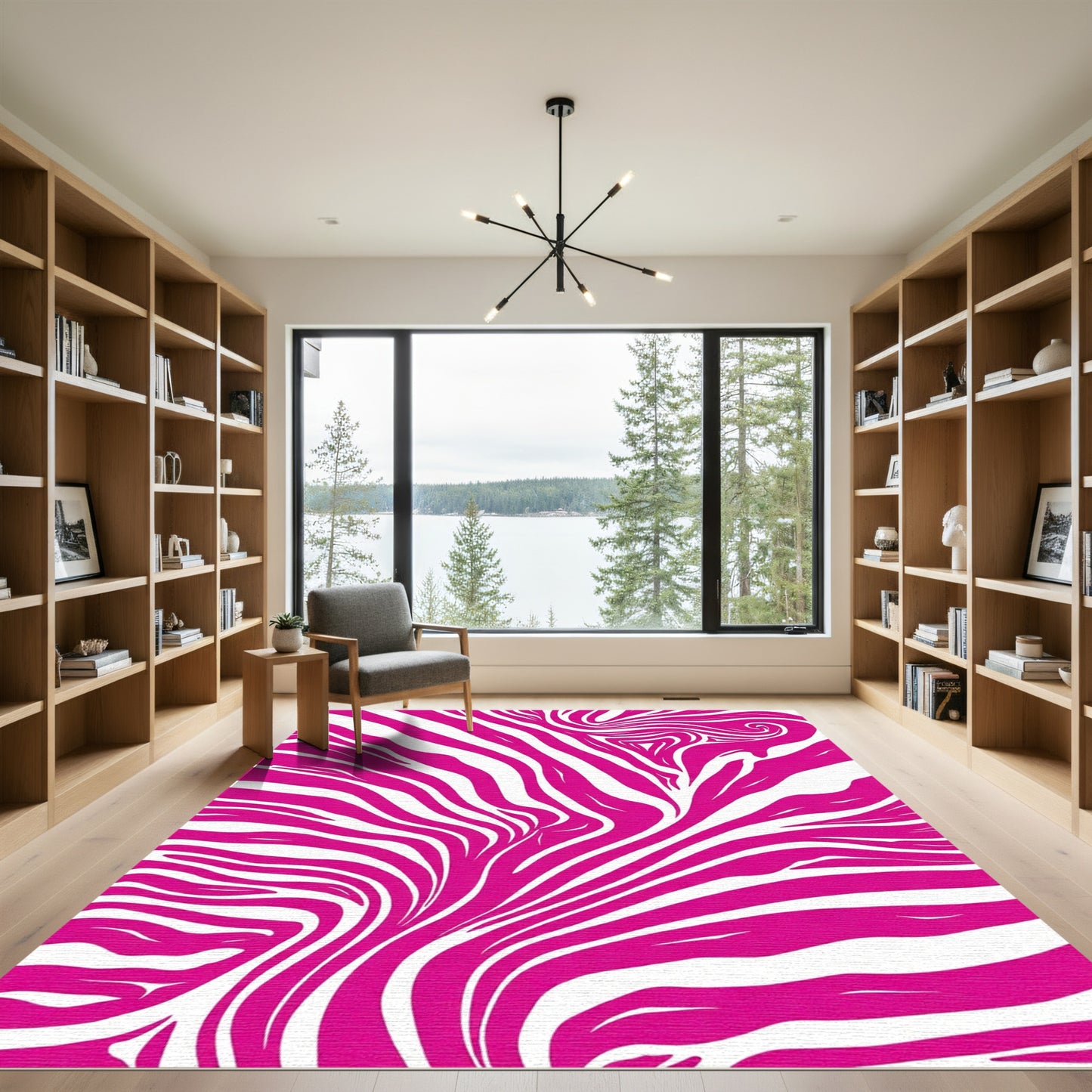 Vibrant Pink Zebra Stripe Abstract Rug