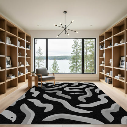 Gray Winding Serpent Swirl Rug