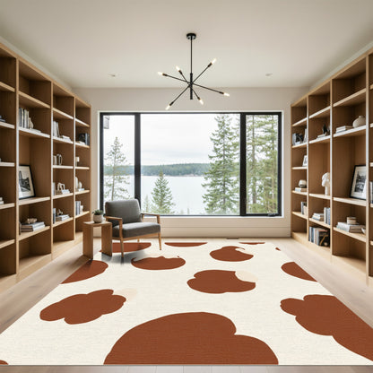 Brown and Cream Abstract Spots Rug