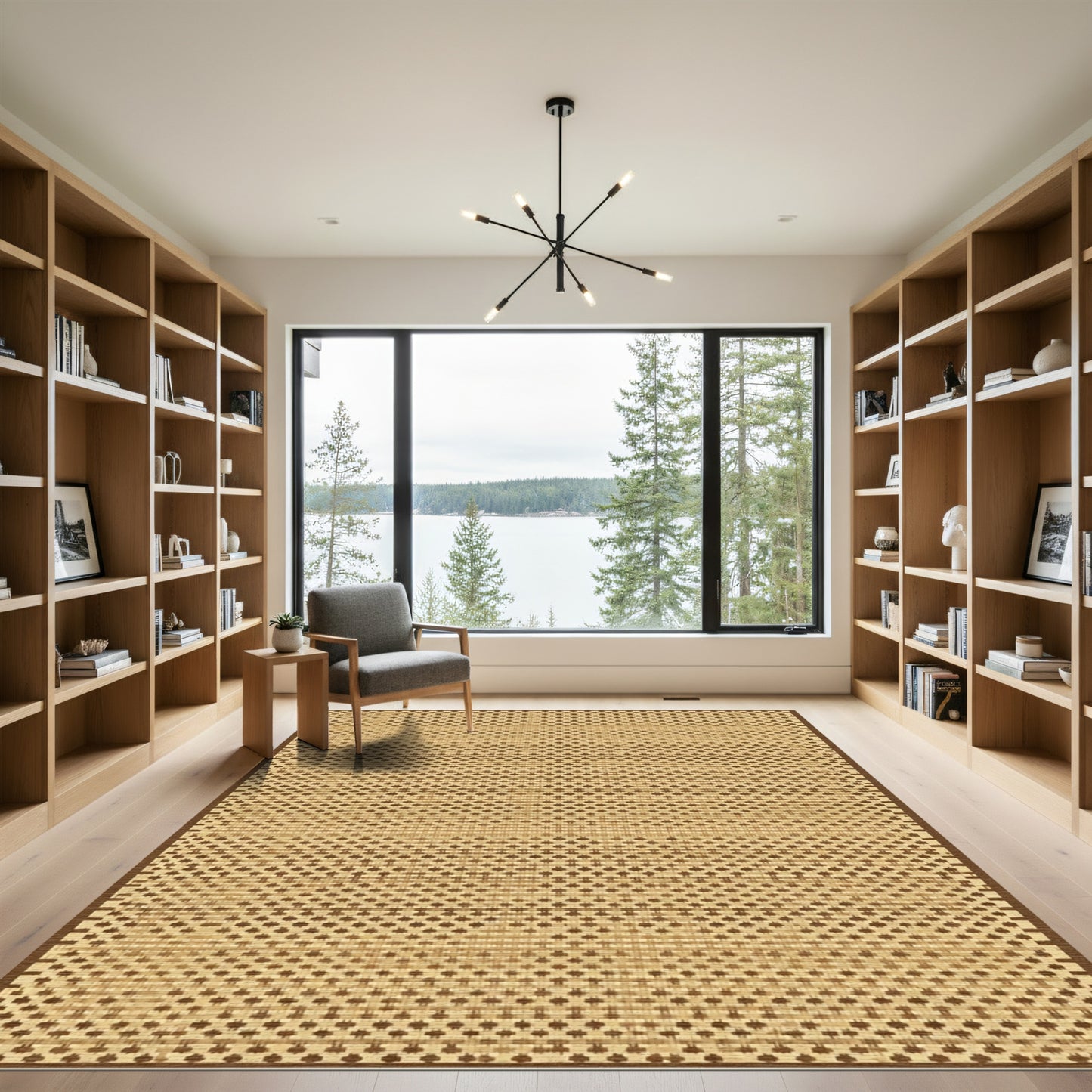 Natural Woven Tan Horizontal Stripe Rug