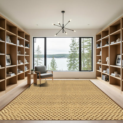 Natural Woven Tan Horizontal Stripe Rug