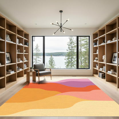 Warm Abstract Landscape Waves Rug