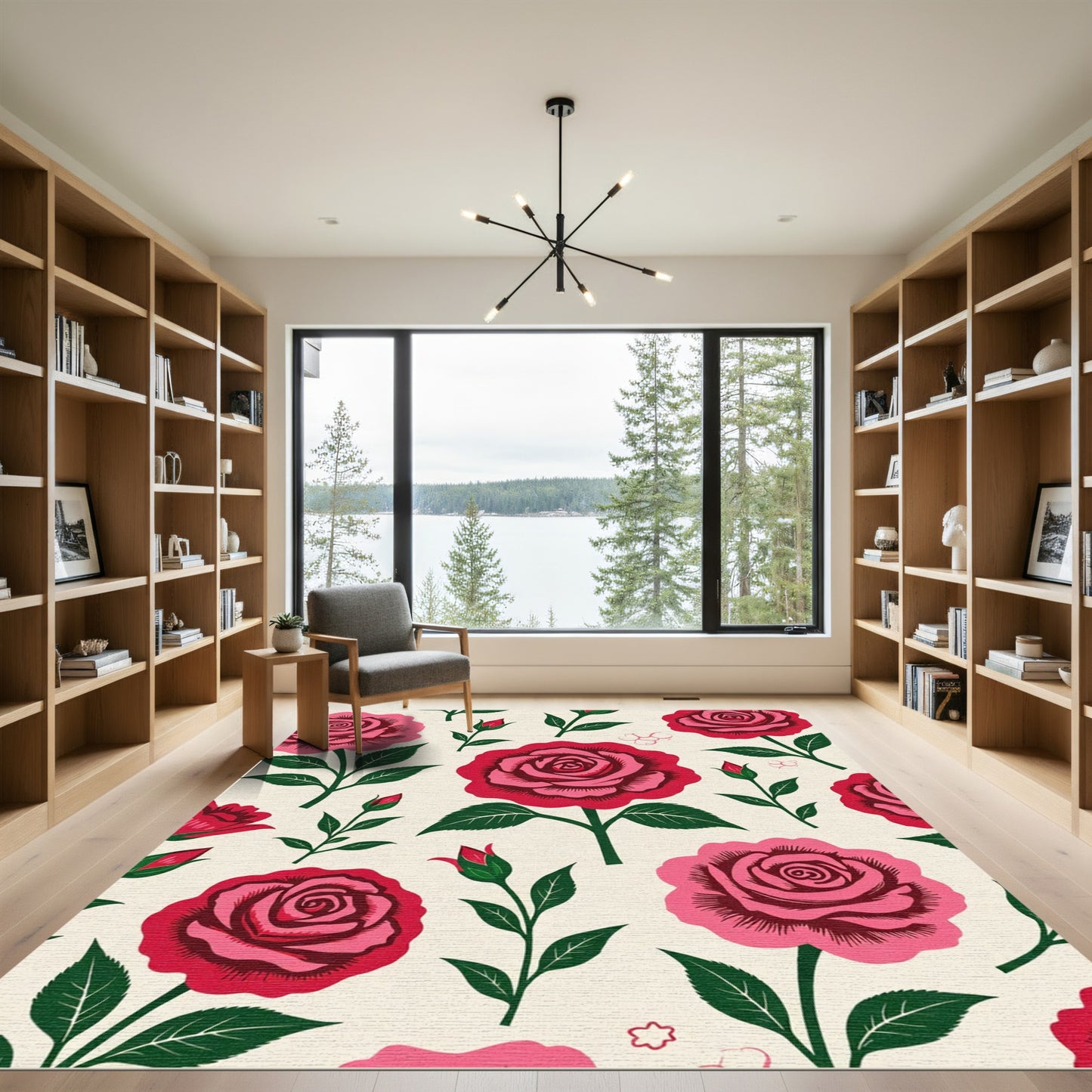 Vibrant Pink Rose Garden Bloom Rug