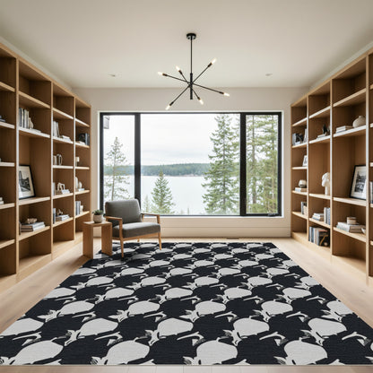 Minimalist Black White Abstract Figures Rug