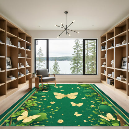 Golden Butterflies Meadow Garden Rug