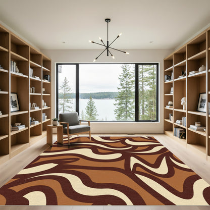 Chocolate Swirl Abstract Curves Rug