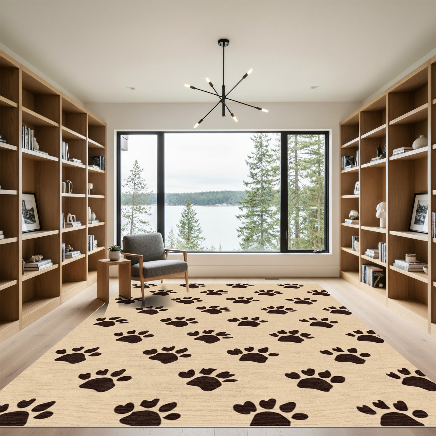 Brown Paw Print Repeat Rug