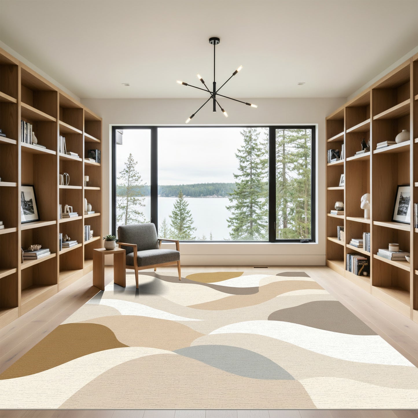 Earthy Abstract Wavy Landscape Rug