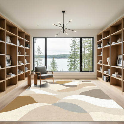 Earthy Abstract Wavy Landscape Rug