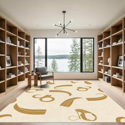 Golden Horn And Spiral Seamless Rug