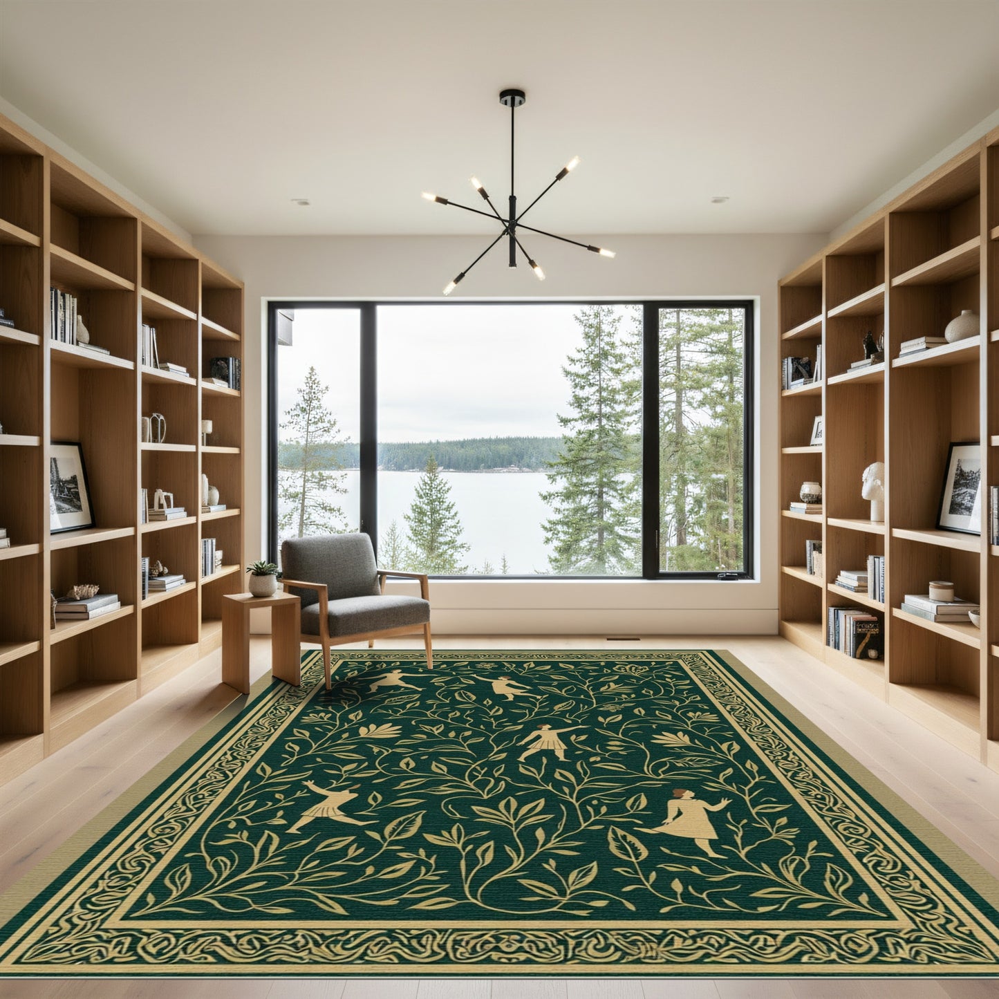 Golden Figures Emerald Garden Border Rug