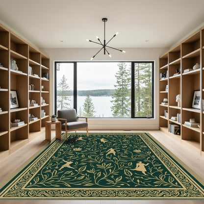 Golden Figures Emerald Garden Border Rug