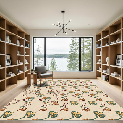 Vintage Cream Floral Vine Composition Rug