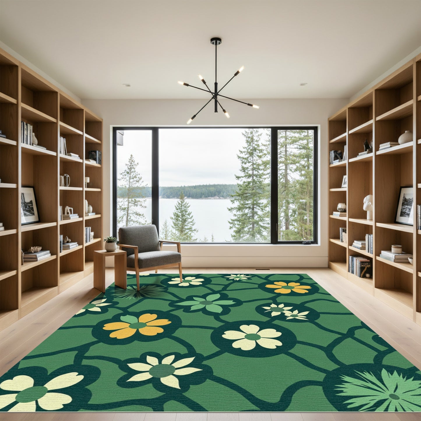 Abstract Botanical Flower Medallion Rug