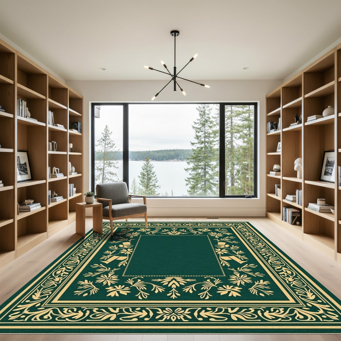 Golden Floral Vintage Border Rug
