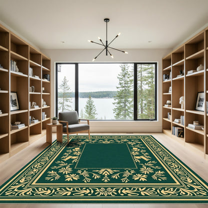Golden Floral Vintage Border Rug
