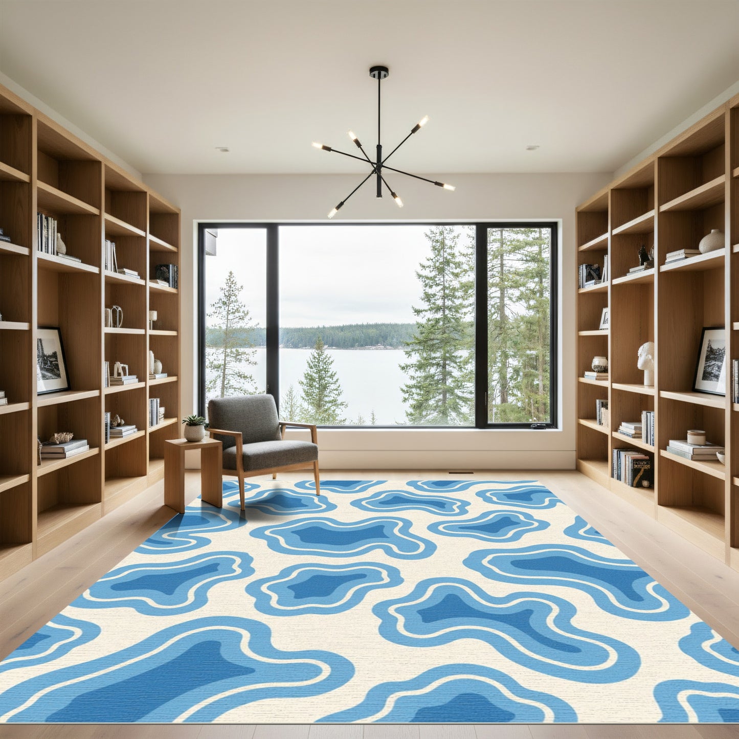 Azure Organic Wave Composition Rug