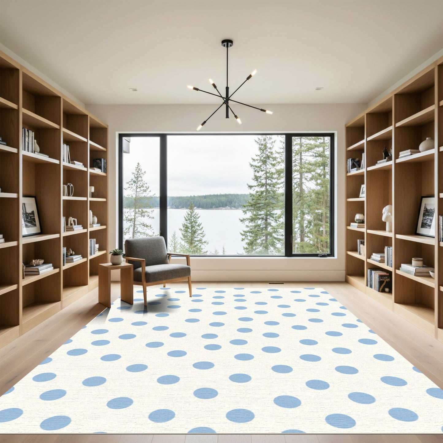 Soft Blue Scattered Dot Rug