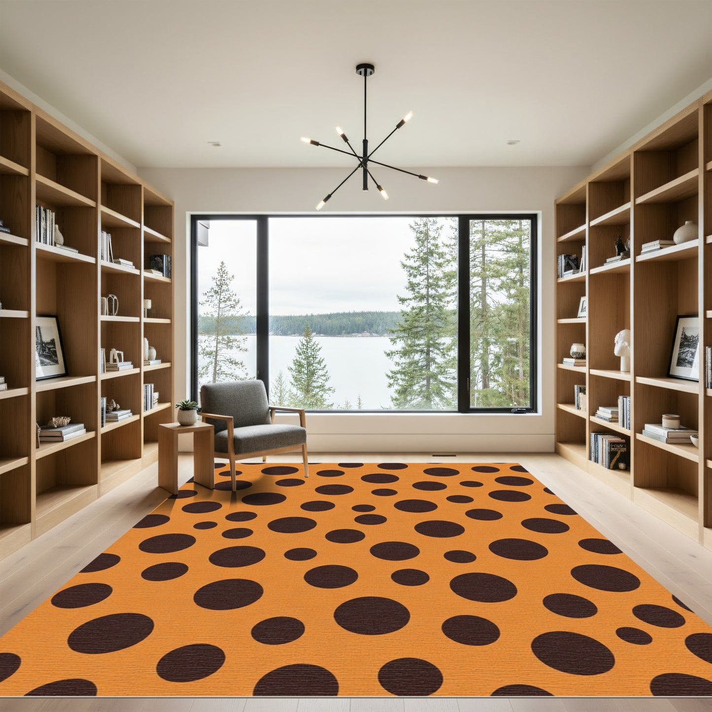Orange Brown Polka Dot Scatter Rug