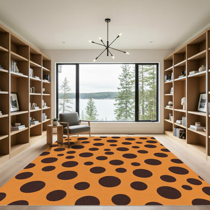 Orange Brown Polka Dot Scatter Rug