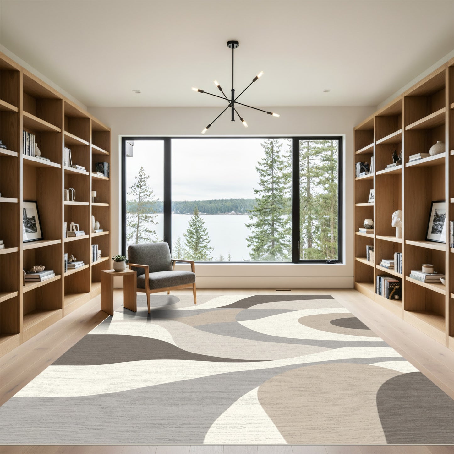 Earthy Dune Abstract Wave Rug