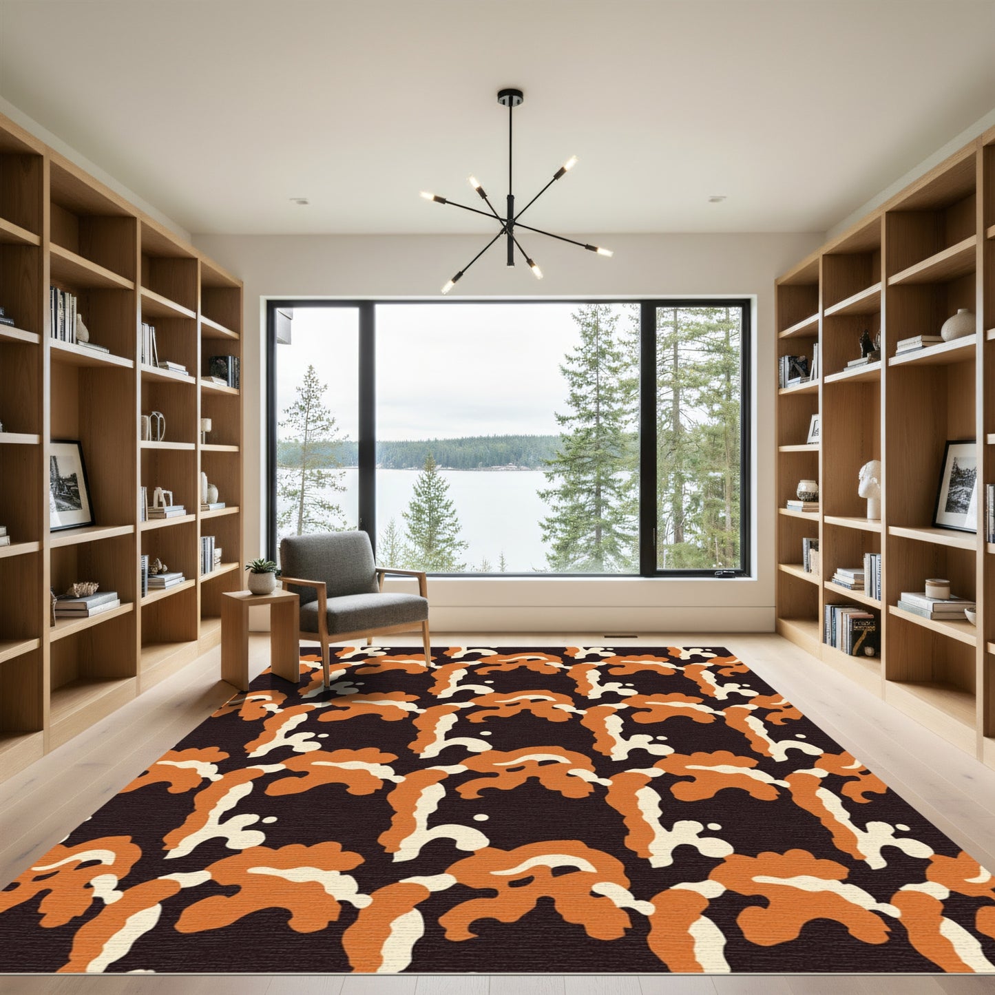 Burnt Orange Abstract Organic Splash Rug
