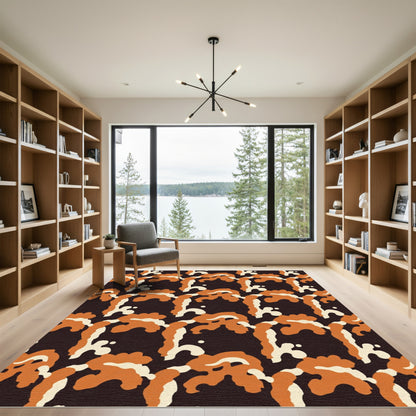 Burnt Orange Abstract Organic Splash Rug