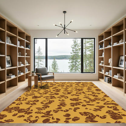 Abstract Ochre Spots Organic Rug