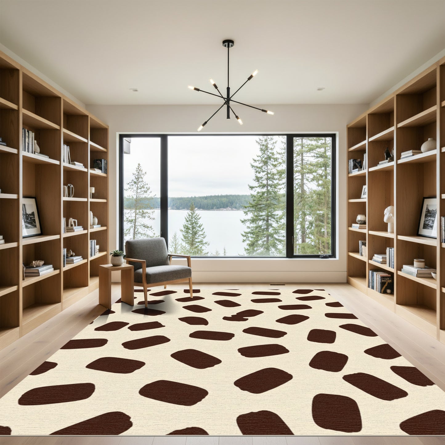 Creamy Brown Rounded Marks Rug