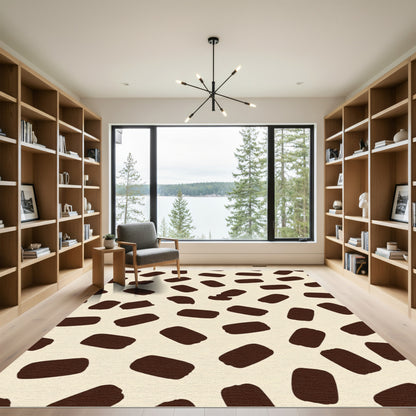 Creamy Brown Rounded Marks Rug