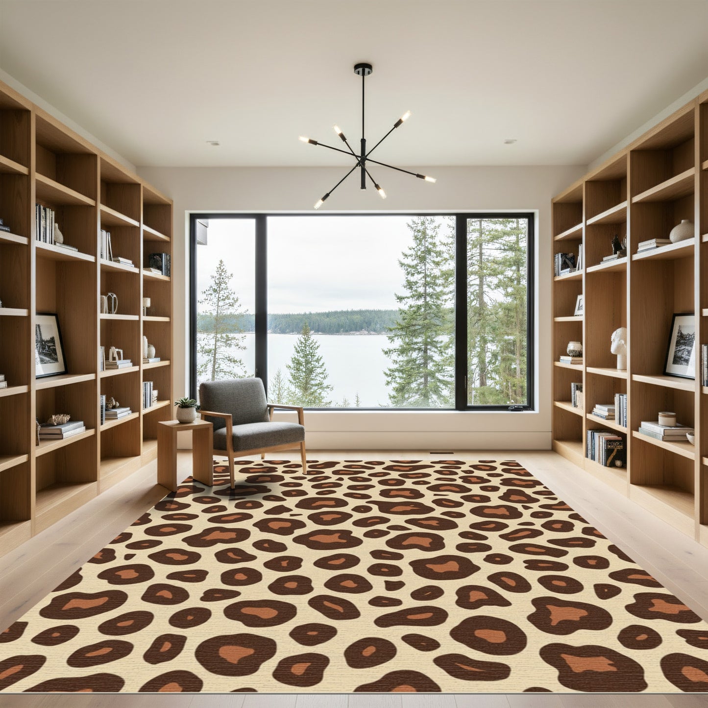 Leopard Spots Cream Brown All Over Rug