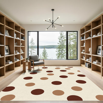Cream Brown Polka Dot Arrangement Rug