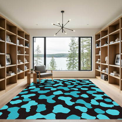 Aqua Blue Blob Scatter Rug