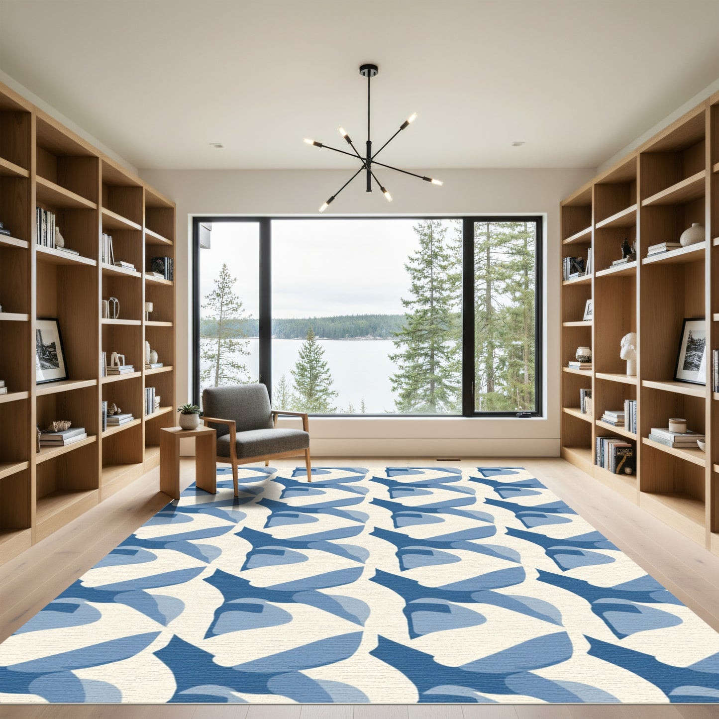 Indigo Abstract Organic Shape Rug