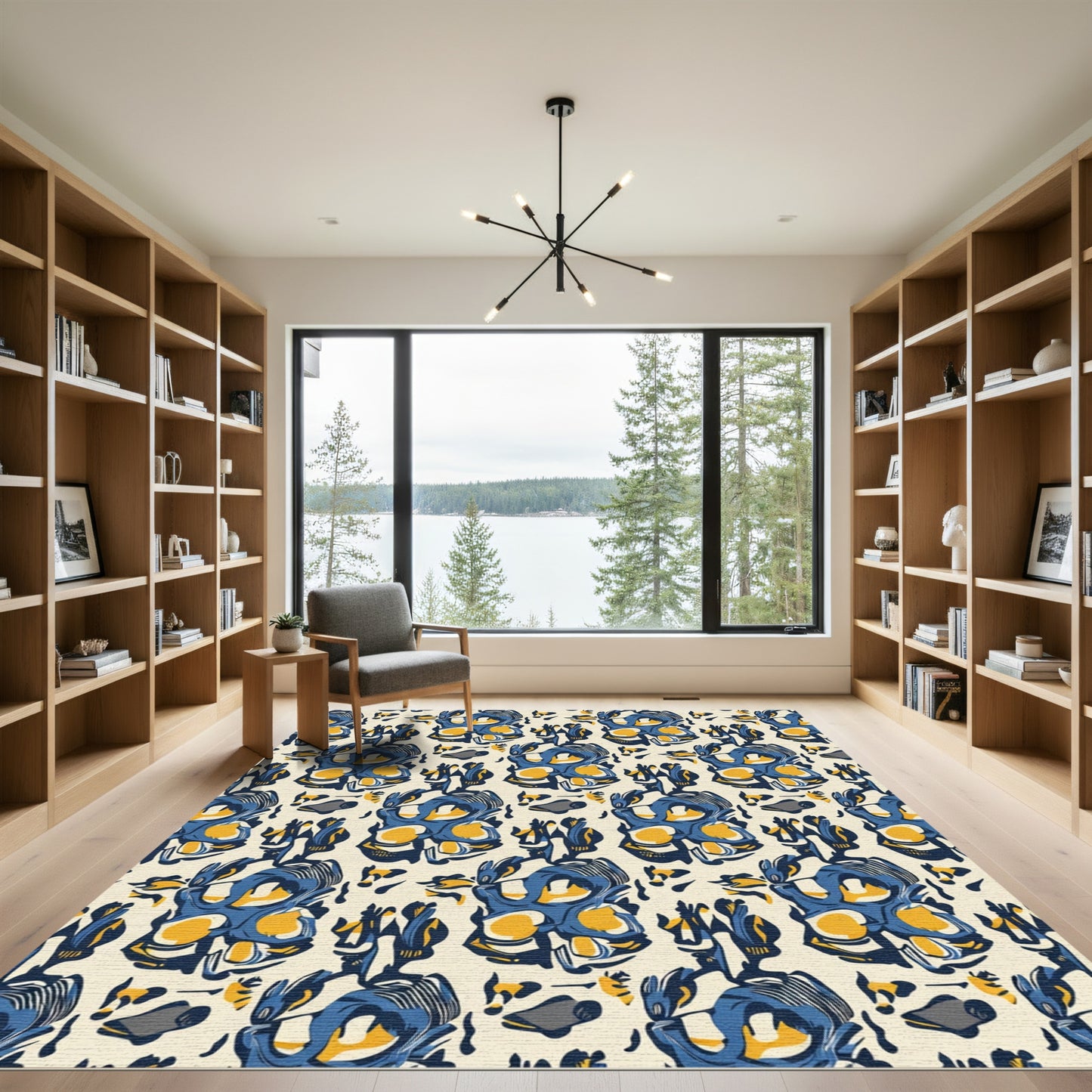 Bold Blue Yellow Abstract Organic Rug