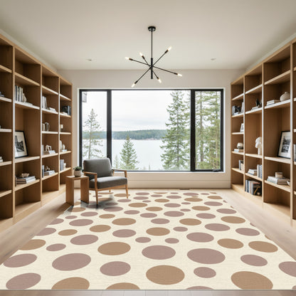 Earthy Brown Mauve Polka Dot Rug