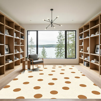 Cream Brown Round Spot Cover Rug