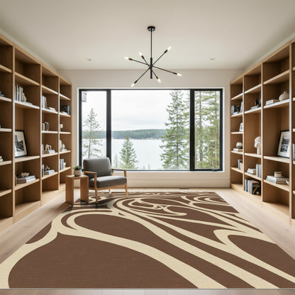 Rich Chocolate Swirl Abstract Rug