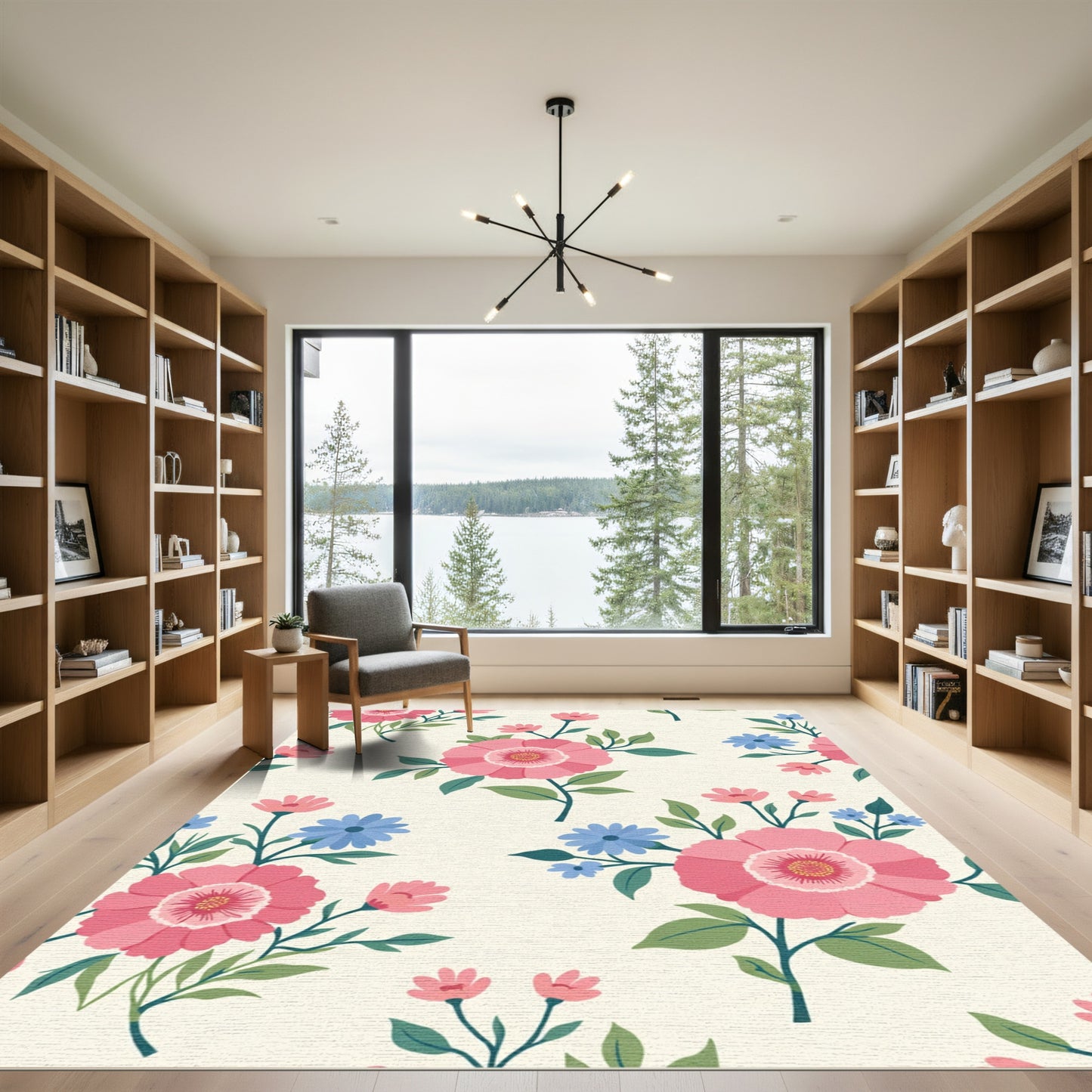 Pink Floral Arrangement Botanical Rug
