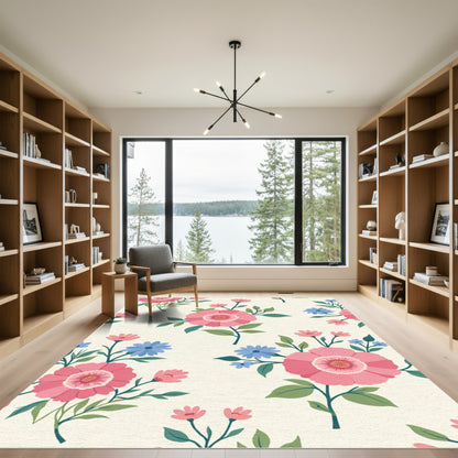 Pink Floral Arrangement Botanical Rug