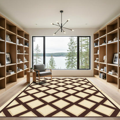 Dark Brown Lattice Diamond Rug