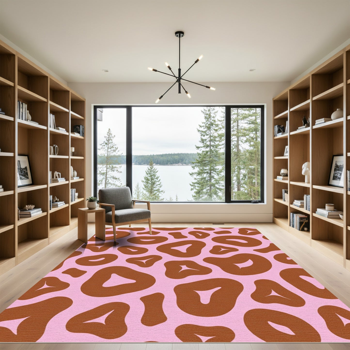 Pink Brown Blob Animal Print Rug