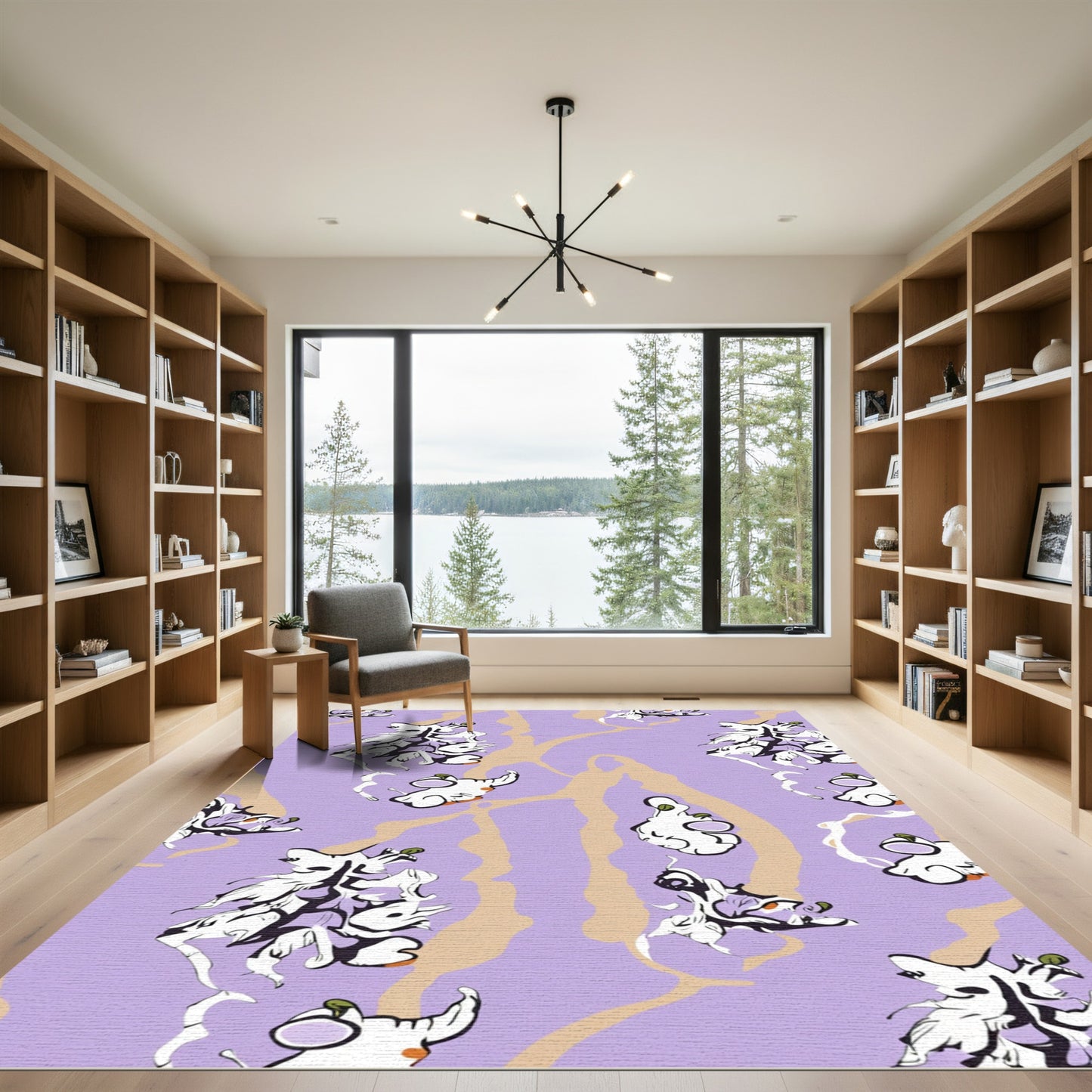 Lavender Abstract Organic Forms Rug