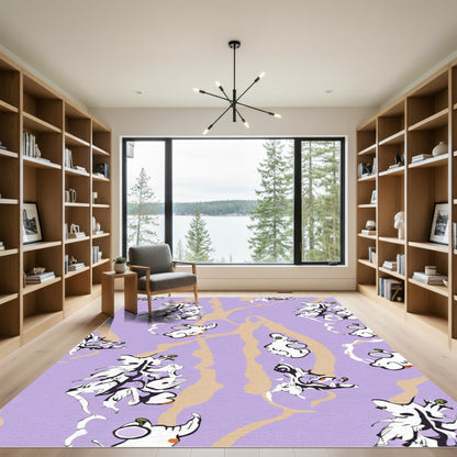 Lavender Abstract Organic Forms Rug