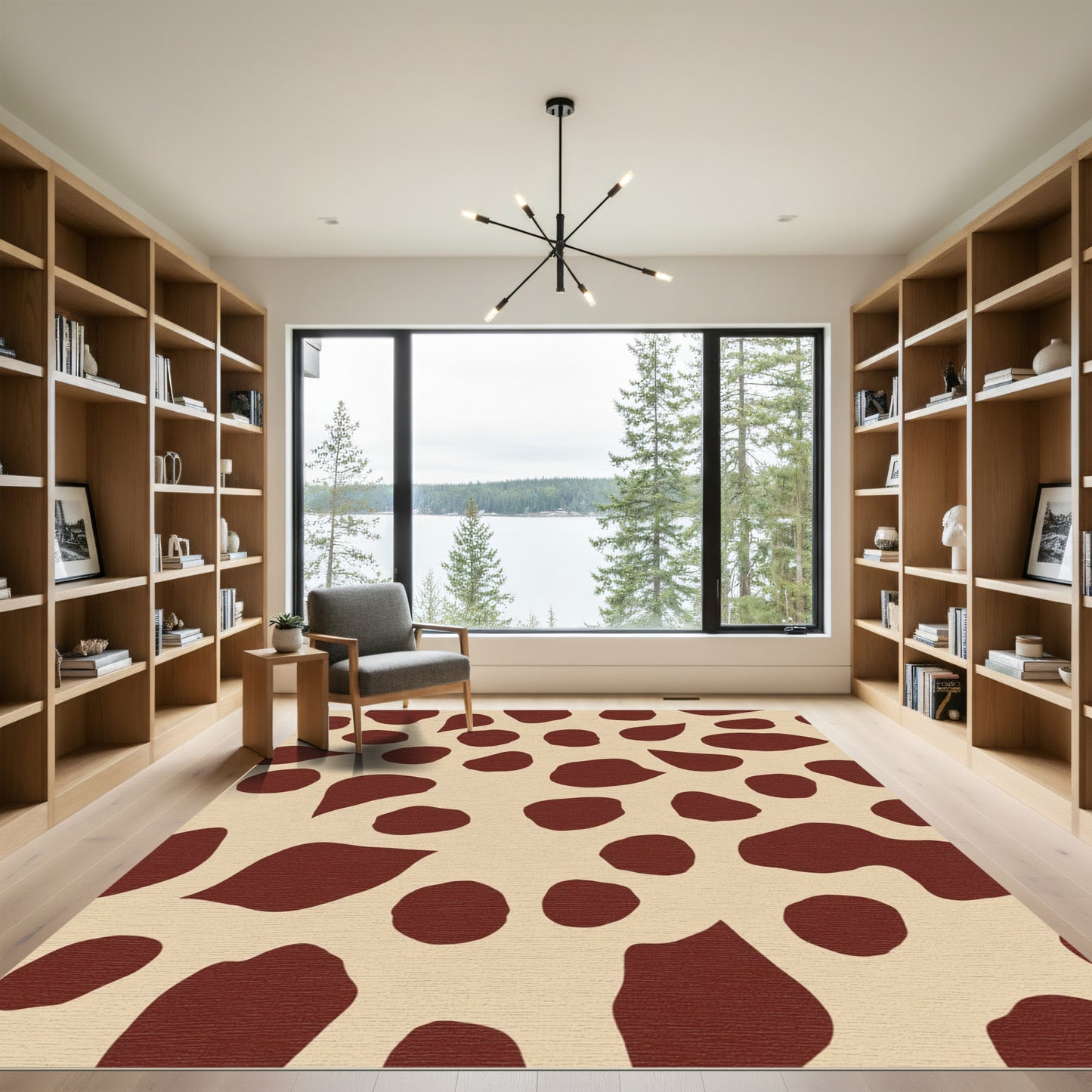 Brown Spots Cream Contemporary Rug