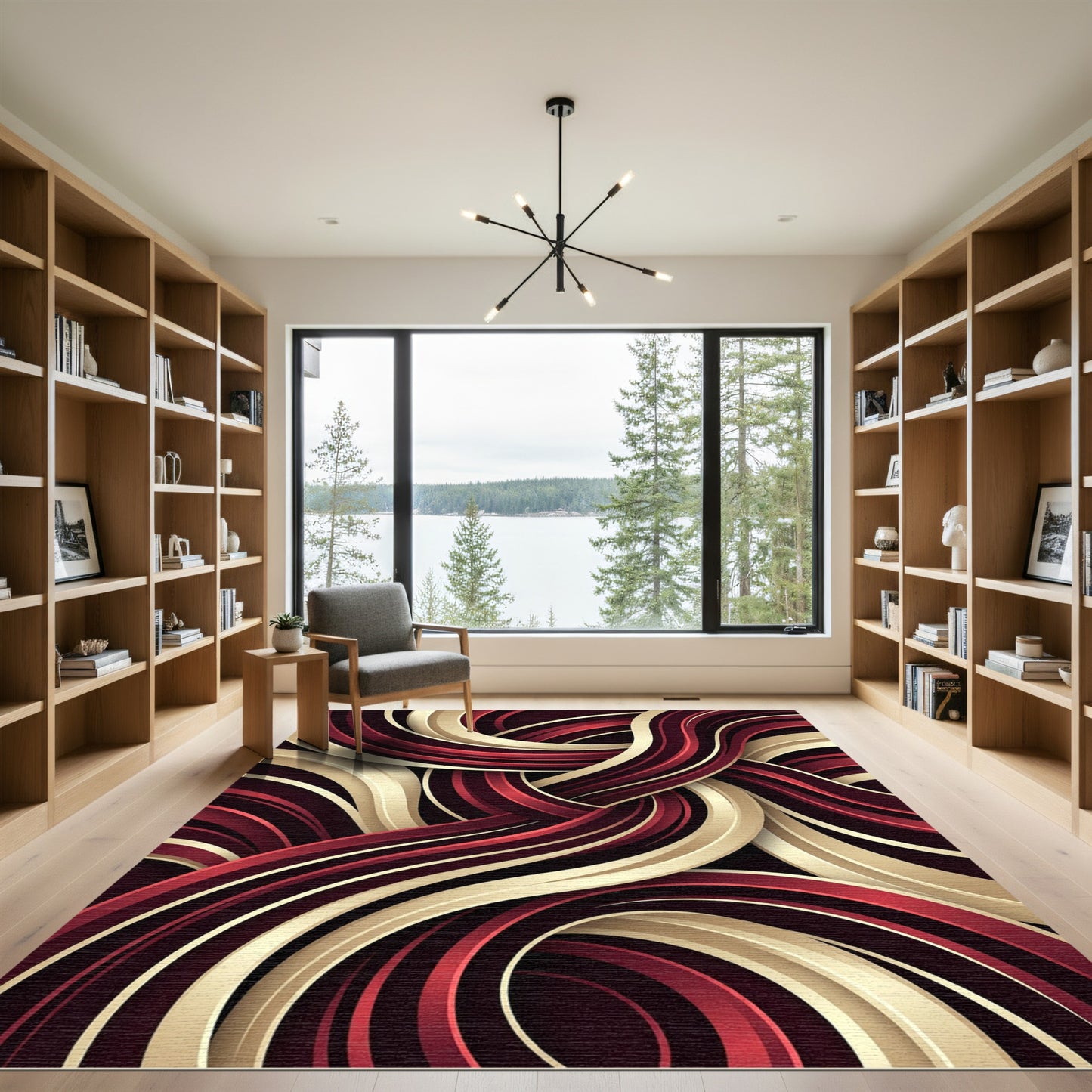 Crimson Gold Intertwined Swirls Rug