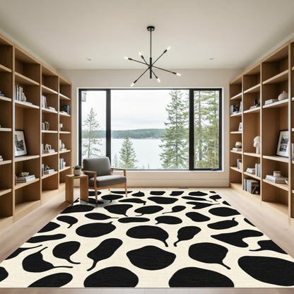 Black Spots Cream Background Rug