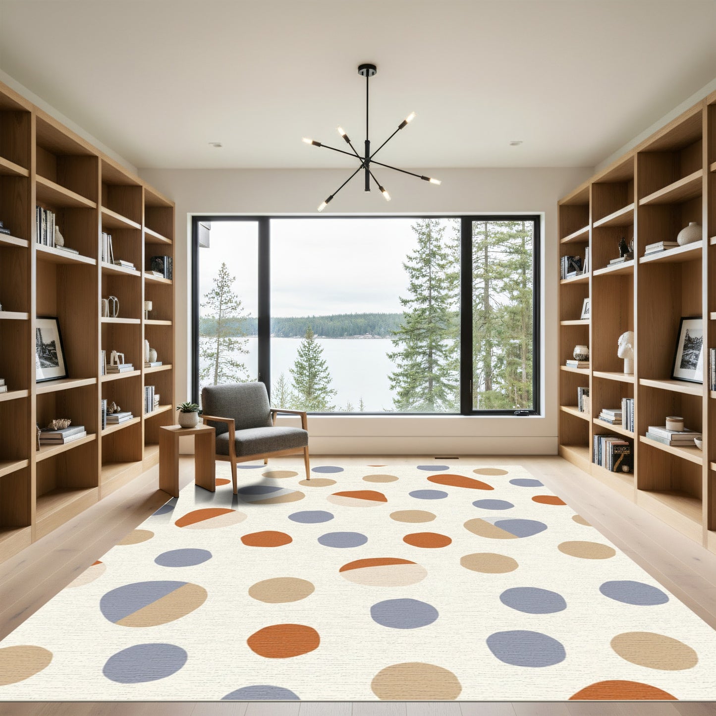 Terracotta Blue Pebble Scatter Rug